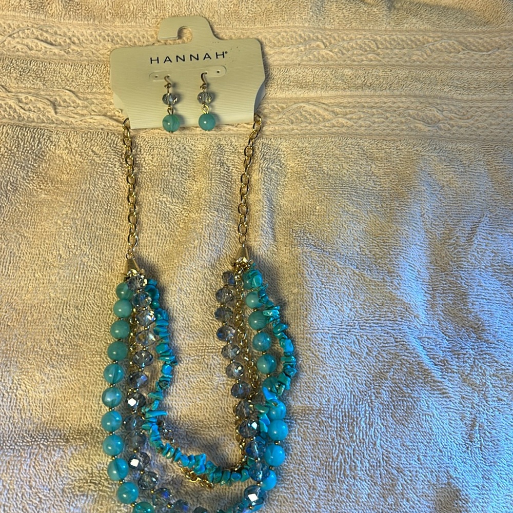 Hannah necklace/earring set blue turquoise like original price $26